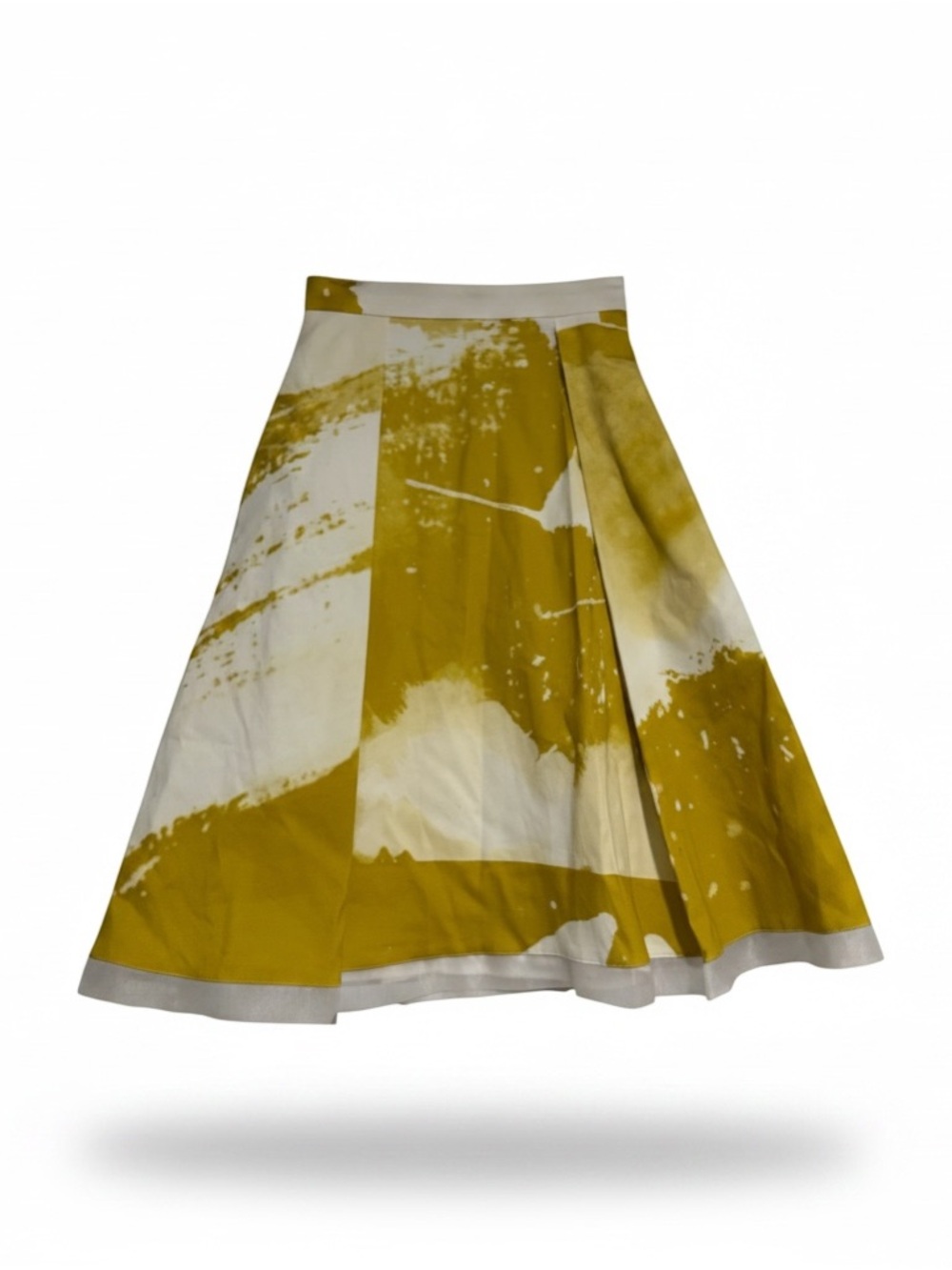 Abstract Print Yellow A-Line Skirt